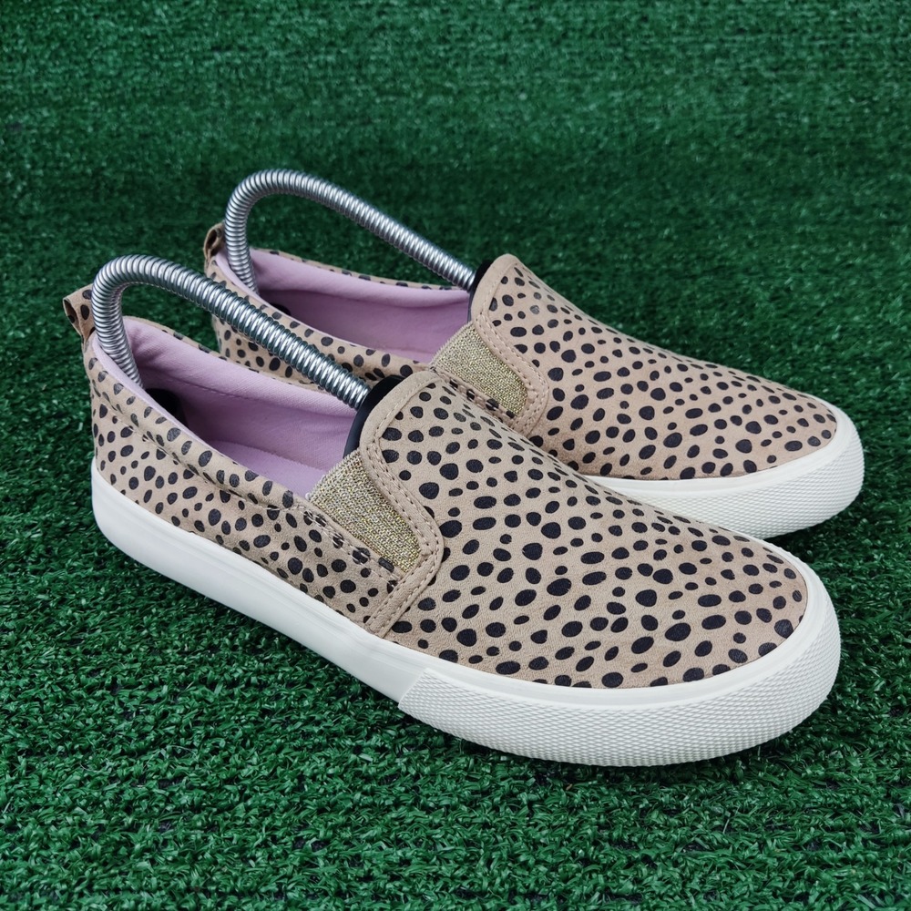 Cat & Jack Sneakers Girls 5 Tan Cheetah Print Slip On Glitter Accents 093094583